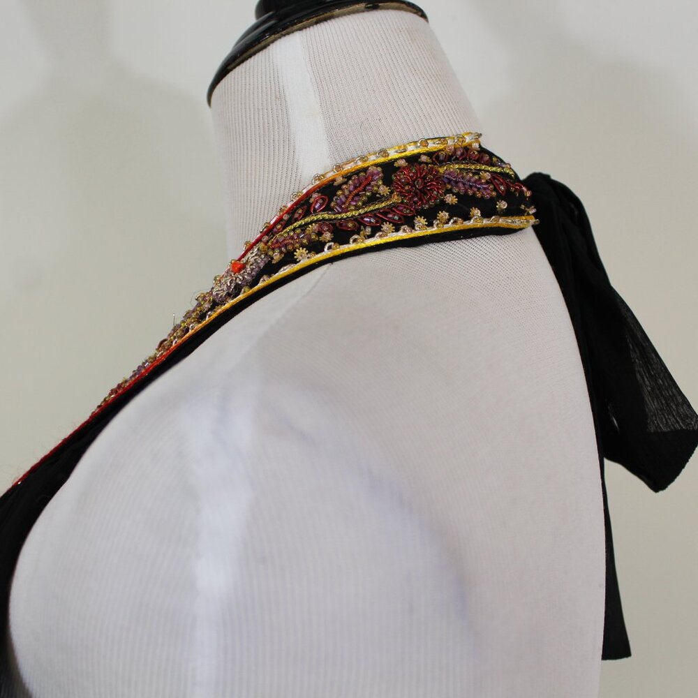 ABS Essentials by Allen Schwartz Beaded Halter Maxi‎ Dress Black Size 8 - Picture 12 of 14